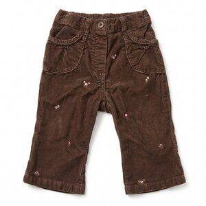 Gymboree Baby Girl Brown Corduroy Pants Embroidered Floral 6-12M
